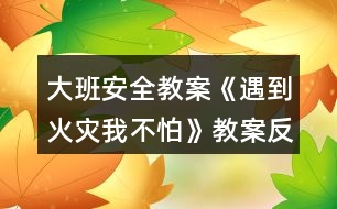 大班安全教案《遇到火災我不怕》教案反思