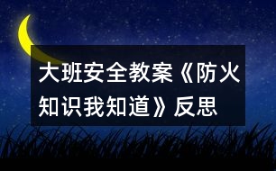 大班安全教案《防火知識(shí)我知道》反思