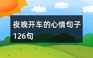 夜晚開(kāi)車(chē)的心情句子126句