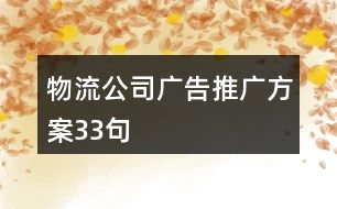 物流公司廣告推廣方案33句