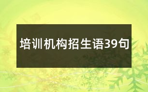 培訓(xùn)機(jī)構(gòu)招生語(yǔ)39句