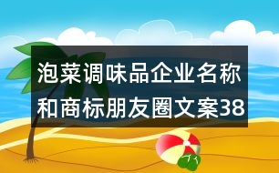 泡菜調(diào)味品企業(yè)名稱和商標(biāo)朋友圈文案38句