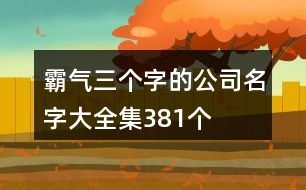 霸氣三個字的公司名字大全集381個