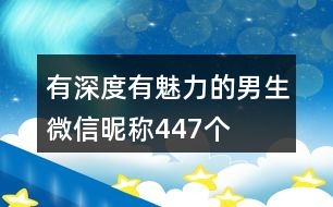 有深度有魅力的男生微信昵稱447個(gè)