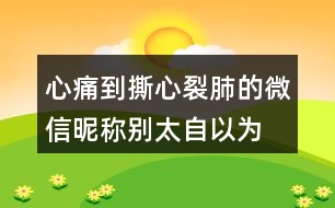 心痛到撕心裂肺的微信昵稱—別太自以為是404個