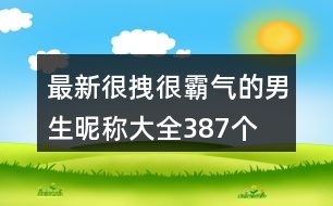 最新很拽很霸氣的男生昵稱大全387個