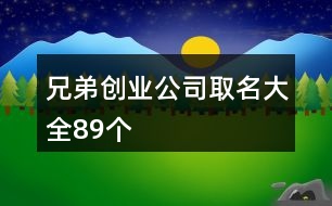 兄弟創(chuàng)業(yè)公司取名大全89個