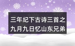 三年紀(jì)下古詩三首之九月九日憶山東兄弟重難點(diǎn)課堂筆記