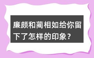 廉頗和藺相如給你留下了怎樣的印象？