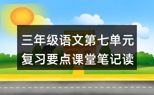 三年級(jí)語(yǔ)文第七單元復(fù)習(xí)要點(diǎn)課堂筆記讀寫提示