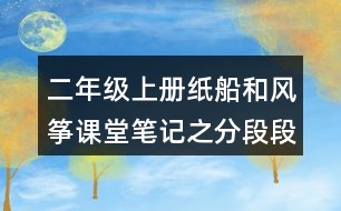 二年級(jí)上冊(cè)紙船和風(fēng)箏課堂筆記之分段段落大意