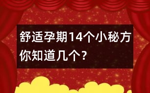 舒適孕期14個小秘方你知道幾個？