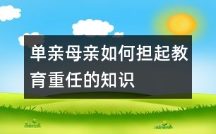 單親母親如何擔(dān)起教育重任的知識(shí)