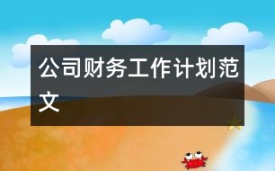 公司財務(wù)工作計劃范文