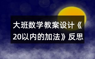 大班數(shù)學教案設(shè)計《20以內(nèi)的加法》反思