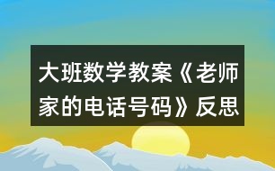 大班數(shù)學(xué)教案《老師家的電話號(hào)碼》反思