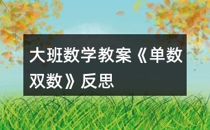 大班數(shù)學教案《單數(shù)、雙數(shù)》反思