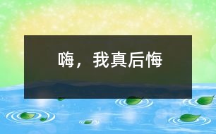 嗨，我真后悔