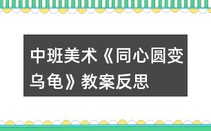 中班美術(shù)《同心圓變?yōu)觚敗方贪阜此?></p>										
													<h3>1、中班美術(shù)《同心圓變?yōu)觚敗方贪阜此?/h3><p>　　活動目標(biāo):</p><p>　　1、能根據(jù)畫面內(nèi)容進(jìn)行大膽地猜測和想象畫面中的內(nèi)容。</p><p>　　2、認(rèn)識并會繪畫同心圓，會用簡單的線條將同心圓變成完整的烏龜游戲圖。</p><p>　　3、在創(chuàng)作中體驗到繪畫的樂趣，喜歡畫畫。</p><p>　　4、培養(yǎng)幼兒的欣賞能力。</p><p>　　5、培養(yǎng)幼兒動手操作的能力，并能根據(jù)所觀察到得現(xiàn)象大膽地在同伴之間交流。</p><p>　　活動重、難點(diǎn):</p><p>　　活動重點(diǎn)：認(rèn)識并會繪畫同心圓，會用簡單的線條將同心圓變成完整的烏龜游戲圖。</p><p>　　活動難點(diǎn)：能根據(jù)畫面內(nèi)容進(jìn)行大膽地猜測和想象畫面中的內(nèi)容。</p><p>　　活動準(zhǔn)備：</p><p>　　白紙、水彩筆若干，PPT《同心圓變?yōu)觚敗?/p><p>　　活動過程：</p><p>　　一、導(dǎo)入</p><p>　　師：有一滴小雨滴要來和我們做游戲，小雨滴掉到水里面會有什么聲音?(滴答)小雨滴要來咯，我們來看看小雨滴是怎么樣的。</p><p>　　——此環(huán)節(jié)以小雨滴引發(fā)幼兒興趣進(jìn)入活動主題。</p><p>　　二、觀看認(rèn)識同心圓，并大膽表現(xiàn)猜測</p><p>　　1、認(rèn)識同心圓</p><p>　　師：看一看小雨滴是什么形狀的呢?(圓形)又來了一個小雨滴(滴答)，看看兩滴小雨滴分別在什么位置?(一個小雨滴在里面，一個大一點(diǎn)的小雨滴在外面，外面的大雨滴圍著里面的小雨滴)</p><p>　　師：滴答，又來了一個雨滴，這次看看有幾個雨滴了，(三個)嗯，小中大三個雨滴，你中有我，我中有你，他們好像在做什么?(在跳圓圈舞)</p><p>　　師：哎!小朋友，老師要告訴你們，三個小雨滴，一個小，一個中，一個大，像這樣，小圓在大圓里面，大圓抱著小圓，它們圍著一個中點(diǎn)在跳圓圈舞，我們叫它同心圓。叫什么?(同心圓)</p><p>　　師：小雨滴繼續(xù)下著，滴答、滴答、滴答...(點(diǎn)擊課件)</p><p>　　師：哇!小雨滴落在池塘里玩的好開心呀，接下來的小雨滴你們猜會落在哪里呢?(指出畫面的空白處)為什么?</p><p>　　師：滴答、滴答、滴答小雨滴又落下來掉在池塘里，老師這邊的池塘里有好多小雨滴在游泳，嗯!天空中還有好多個小雨滴，它們想到你們的池塘里去游游，我們小朋友來試一試，讓小雨滴到你們的池塘里去游戲好嗎?</p><p>　　師：好!現(xiàn)在老師就請我們小朋友去用勾線筆在你的畫紙上畫出一個個小、中、大的雨滴，你可以在你的畫紙上畫出有高有低、有大有小的同心圓。</p><p>　　2、幼兒學(xué)畫同心圓，提醒畫面布局。</p><p>　　請幼兒在自己的畫紙上畫出同心圓，提醒幼兒同心圓在跳舞，有高有低，有大有小。</p><p>　　3.幼兒盡情想象，同心圓像什么</p><p>　　師：哇!那么多的小雨滴到水里快樂的游泳，想想看這一個個的同心圓像什么?(太陽、甜圈面包、棒棒糖、小烏龜)</p><p>　　師：剛剛有小朋友說同心圓很像小烏龜，老師這有小烏龜呢，我們請小烏龜出來給我們看看到底像不像。</p><p>　　(此環(huán)節(jié)以小雨滴的外形引出認(rèn)識同心圓并嘗試合理布局繪畫同心圓，同時引發(fā)幼兒根據(jù)同心圓的外形進(jìn)行想象。)</p><p>　　三、引出烏龜，引導(dǎo)觀察烏龜?shù)膭討B(tài)變化</p><p>　　師：你們覺得同心圓像小烏龜?shù)哪膫€部位?</p><p>　　師：小烏龜?shù)纳砩线€有什么?它的頭會怎么樣?四條腿分別長在哪里?(用手指去觸碰下小烏龜，發(fā)現(xiàn)烏龜?shù)膭討B(tài))小尾巴又長在什么地方?</p><p>　　師結(jié)：烏龜有一個堅硬的烏龜殼，在它身體的一頭有一個會伸縮的小腦袋，身體的另一頭有一個小小的尾巴，身體兩邊有會收縮的四條腿，烏龜是一種爬行動物，烏龜它喜歡在池塘里、大河里或是草地上各種地方生活。</p><p>　　(此環(huán)節(jié)以實物小烏龜進(jìn)行觀察它的動態(tài)變化，為下一環(huán)節(jié)創(chuàng)作做好鋪墊。)</p><p>　　四、自由創(chuàng)作——有趣的烏龜</p><p>　　1.幼兒創(chuàng)作，在自己的同心圓上表現(xiàn)烏龜。</p><p>　　師：如果讓你的同心圓來變?yōu)觚敚阆胱円恢皇裁礃拥臑觚?你想帶它們到哪里玩呢?</p><p>　　師：好!接下來就請小朋友用同心圓來變你喜歡的烏龜吧。</p><p>　　2.教師指導(dǎo)，注意引導(dǎo)幼兒表現(xiàn)烏龜?shù)母鞣N動態(tài)。</p><p>　　教師提醒幼兒添畫細(xì)節(jié)和背景，也可在幼兒作品上適當(dāng)添畫場景，讓畫面更豐富。</p><p>　　(此環(huán)節(jié)鼓勵幼兒能用各種點(diǎn)、線條形狀來表現(xiàn)感受過的小烏龜?shù)闹饕卣?，并根?jù)自己的想象有創(chuàng)造性地表現(xiàn)簡單的情節(jié)。)</p><p>　　五、帶烏龜去旅行</p><p>　　師：今天你們畫的烏龜真有趣，等會請小朋友幫它們穿上五彩繽紛的衣服，打扮得漂漂亮亮的，到更有趣的地方去玩，好嗎?</p><p>　　(此環(huán)節(jié)在相互介紹中發(fā)現(xiàn)同伴的有趣之處，并感受作品中動物形象的造型美。教師展示課件內(nèi)容，激發(fā)幼兒想象力，創(chuàng)作力。)</p><p>　　活動反思：</p><p>　　整個活動，這個課件顯得尤為重要，它不但解決了幼兒的布局問題，還拉近了幼兒與烏龜?shù)木嚯x，幼兒在繪畫過程中能考慮烏龜?shù)母惺埽_(dá)到了一定的效果。</p><h3>2、中班美術(shù)教案《神奇的圓》含反思</h3><p><strong>活動目標(biāo)：</strong></p><p>　　1.讓幼兒通過觀察、交流，知道用1個圓至幾個圓拼貼、添畫，可以變成各種有趣的事物。</p><p>　　2.讓幼兒遷移已有經(jīng)驗，借助范畫擴(kuò)展想象，創(chuàng)造出各種有趣的圓形事物。</p><p>　　3.培養(yǎng)幼兒樂意參與美術(shù)創(chuàng)作活動，并體驗創(chuàng)作帶來的樂趣。</p><p>　　4.引導(dǎo)孩子們在活動結(jié)束后把自己的繪畫材料分類擺放，養(yǎng)成良好習(xí)慣。</p><p>　　5.進(jìn)一步學(xué)習(xí)在指定的范圍內(nèi)均勻地進(jìn)行美術(shù)活動。</p><p><strong>活動準(zhǔn)備：</strong></p><p>　　1.各種顏色、大、中、小的圓若干。</p><p>　　2.由圓變成的各種物體范例。</p><p><strong>活動過程：</strong></p><p>　　一、激趣導(dǎo)入。</p><p>　　師：孩子們，你們看過魔術(shù)表演嗎?是什么魔術(shù)表演?你們喜歡看(魔術(shù)表演)嗎?</p><p>　　師：我來給你們表演一個魔術(shù)，變魔術(shù)要有道具，下面把道具請出來。(出示大、中、小三個不同顏色的圓)問：這是什么?它們有什么不一樣?(顏色不一樣、大小不一樣)師：今天我要用圓變魔術(shù)，那怎么變呢，你們要睜大眼睛看，看誰能發(fā)現(xiàn)老師是怎么變的。</p><p>　　二、了解圓能變成各種有趣的東西。</p><p>　　一欣賞一個圓變成的各種有趣的東西。</p><p>　　教師表演魔術(shù)：在一個紅色圓上畫上蘋果的葉子就變成蘋果了。</p><p>　　問：我是怎么變的?</p><p>　　師：要把圓變成蘋果，離不開這只神奇的筆，只要畫上幾筆，圓就會變成有趣的東西了。</p><p>　　問：你學(xué)會了嗎?給你們一個圓，你要把它變成什么呢?</p><p>　　幼兒自由回答，指名到前面用圓變魔術(shù)，并說說是怎么變的。</p><p>　　小結(jié)：這個魔術(shù)你們已經(jīng)會了，其實用一個圓變魔術(shù)很簡單，小班的弟弟妹妹都會，你們看他們變出了很多不同的東西。(出示幻燈片：范例)。</p><p>　　討論。</p><p>　　師：咱們要變更難的魔術(shù)，用兩個圓、三個圓、四個圓、許多圓變魔術(shù)，你會嗎?</p><p>　　指名讓幼兒說說會用兩個圓、三個圓、四個圓、許多圓變成什么物體。</p><p>　　師：其實用多個圓還能變出很多東西，不是你們不會，只是你們沒想到而已。請欣賞(出示范例幻燈片)。</p><p>　　三、幼兒操作，教師巡回指導(dǎo)。</p><p>　　一交代任務(wù)。</p><p>　　師：你們知道了圓可以變很多東西，那你們想不想親自動手變一變?</p><p>　　1.不同級別的魔術(shù)師。</p><p>　　出示作品展示板。</p><p>　　師：你想成為什么級別的魔術(shù)師?</p><p>　　合格的魔術(shù)師：能用不同數(shù)量的圓變出簡單的東西。(可以看范例：氣球、小雞、毛毛蟲……)優(yōu)秀魔術(shù)師：能用不同數(shù)量的圓變出比較難的東西(如：葡萄架上掛了一串串葡萄、草地上有許多小雞在吃草、盛開了許多的花還有美麗的蝴蝶等)。</p><p>　　特級魔術(shù)師：變出了和別不一樣的、圖片上也沒有的東西。</p><p>　　注：出示范例。</p><p>　　2.介紹材料、提要求。</p><p>　　師：有各種顏色，各種大小的圓。請你們先想好你想用幾個圓變成什么東西，然后找到你所需要的圓，用膠棒把它粘在紙上，再把它添畫好。我們小朋友把圓變好了，可以互相參觀，也可以請后面的老師參觀，告訴老師，你把幾個圓變成什么東西了。最后，把你的作品貼到展板上。</p><p>　　3.幼兒操作，教師巡回指導(dǎo)。</p><p>　　幫助能力差的幼兒，鼓勵他大膽變圓。鼓勵能力強(qiáng)的幼兒變出和別人不一樣的東西來。</p><p>　　4.評價幼兒作品讓幼兒上來說一說自己吧圓形變成了什么?對有創(chuàng)意的幼兒作品給予肯定、表揚(yáng)。</p><p><strong>教學(xué)反思</strong></p><p>　　在《神奇的圓》這一活動設(shè)計上，為了激發(fā)幼兒的學(xué)習(xí)興趣，我采用了魔術(shù)游戲?qū)氲姆椒?。通過活動培養(yǎng)了幼兒的動手操作能力，開發(fā)了幼兒的想象力。</p><h3>3、中班教案《半圓變魔術(shù)》含反思</h3><p><strong>活動目標(biāo)：</strong></p><p>　　1、嘗試對半圓大膽想象并進(jìn)行添畫活動。</p><p>　　2、在添畫的過程中注意畫面場景的描繪，進(jìn)一步豐富畫面。</p><p>　　3、能展開豐富的想象，大膽自信地向同伴介紹自己的作品。</p><p>　　4、培養(yǎng)幼兒的欣賞能力。</p><p><strong>活動準(zhǔn)備：</strong></p><p>　　1、《半圓變魔術(shù)》課件。</p><p>　　2、圓形寶寶、手偶。</p><p>　　3、白紙和油畫棒。</p><p><strong>活動過程：</strong></p><p>　　一、老師講述故事(出示圓形寶寶、手偶)，引出活動主題。</p><p>　　“大家好!我是圓形寶寶，小朋友們都很喜歡我，因為他們可以把我變成一個紅紅的大蘋果、一個溫暖的太陽、一朵美麗的花兒……”可是有一天圓形寶寶不小心從樓梯上滾了下來，摔成了半圓寶寶，它心里非常難過。這時，小熊跑過來，對半圓寶寶說：“我蓋了一棟房子，有墻，有窗，有門，就差一個半圓形的房頂了，你能幫助我嗎?”</p><p>　　引導(dǎo)幼兒觀看課件，讓他們知道有了半圓形的幫助，小熊的房子終于蓋好了。</p><p>　　二、繼續(xù)播放課件，引導(dǎo)幼兒仔細(xì)地逐一欣賞畫面。</p><p>　　1、 教師引導(dǎo)幼兒半圓添畫的方法。</p><p>　　2、 教師小結(jié)：半圓可以變成許多的東西，如：碗、老鼠、蘑菇、魚、西瓜等等。</p><p>　　三、教師引導(dǎo)幼兒討論半圓添畫的方法。</p><p>　　四、幼兒自由繪畫，教師指導(dǎo)幼兒完成作品。</p><p>　　1、教師：小朋友們，你們喜歡什么半圓形的東西或者是半圓形的小動物?請你們用半圓形來畫一畫，變成一幅漂亮的畫。</p><p>　　2、鼓勵幼兒自主表達(dá)自己的感受和添畫相關(guān)物。</p><p>　　五、展示幼兒作品，互相介紹。</p><p><strong>延伸活動：</strong></p><p>　　1、可以進(jìn)行半圓片片變變變的活動，豐富幼兒的經(jīng)驗。</p><p><strong>教學(xué)反思：</strong></p><p>　　1、中班時期的幼兒在繪畫表達(dá)方面處于涂鴉末期，也是積累形象的時期，這樣的活動對于豐富幼兒的表現(xiàn)經(jīng)驗是非常有效的。半圓變魔術(shù)，即幫助幼兒表達(dá)，又減輕了造型的困難，使幼兒得到成功的體驗。</p><p>　　2、在活動之前，教師可以適當(dāng)?shù)刎S富幼兒關(guān)于半圓形物品的經(jīng)驗。在活動中，注意提取幼兒的這些感性經(jīng)驗;教師還可以根據(jù)幼兒的發(fā)展水平和經(jīng)驗基礎(chǔ)上讓幼兒在范例中尋找可用經(jīng)驗，以更加開放的活動引導(dǎo)幼兒進(jìn)行自主的創(chuàng)作。</p><h3>4、中班美術(shù)教案《有趣的烏龜》含反思</h3><p><strong>活動目標(biāo)：</strong></p><p>　　1.在說說、看看的過程中，了解烏龜?shù)耐庑翁卣?，大膽畫出烏龜?/p><p>　　2.讓幼兒體驗自主、獨(dú)立、創(chuàng)造的能力。</p><p>　　3.能展開豐富的想象，大膽自信地向同伴介紹自己的作品。</p><p><strong>重難點(diǎn)：</strong></p><p>　　了解烏龜?shù)耐庑翁卣?，大膽畫出烏龜?/p><p><strong>活動準(zhǔn)備：</strong></p><p>　　1.PPT;2.畫紙、記號筆、水彩筆、油畫棒。</p><p><strong>活動過程：</strong></p><p>　　一.猜謎的形式引入</p><p>　　1.師：今天，王老師給小朋友們說一個謎語，請小朋友們仔細(xì)的來聽：穿件硬殼袍，縮頭又縮腦，水面四腳劃，岸上慢慢跑，這是什么?(幼兒回答)師：原來是一只烏龜。</p><p>　　師：孩子們，你們看烏龜長的什么樣子?</p><p>　　師：小烏龜?shù)纳眢w是什么形狀的?</p><p>　　師：小烏龜?shù)凝敋ど厦嬗惺裁?</p><p>　　2.請幾名小朋友到前面畫一畫龜殼上面的圖案。</p><p>　　二、自由創(chuàng)作--有趣的烏龜幼兒創(chuàng)作，通過觀察嘗試?yán)L畫烏龜師：孩子們你們想不想到海邊上來畫出小烏龜，王老師給小朋友們準(zhǔn)備了畫紙，彩筆和油畫棒，一會兒請小朋友們畫小烏龜并且給小烏龜穿上漂亮的衣服，想一想小烏龜在海邊還會遇到誰，把你想到的也畫出來好嗎?</p><p>　　三、欣賞交流：說說我的小烏龜師：畫完的小朋友去給老師們講一講你的小烏龜遇到哪些好朋友?</p><p><strong>反思：</strong></p><p>　　在評價過程中，我組織幼兒一起欣賞了同伴的畫，幼兒都能大膽地說出自己畫的是什么，講述能力也得到了提高。</p><p>　　整個活動，這個課件顯得尤為重要，它不但解決了幼兒的布局問題，還拉近了幼兒與烏龜?shù)木嚯x，幼兒在繪畫過程中能考慮烏龜?shù)母惺?，達(dá)到了一定的效果。</p><h3>5、中班美術(shù)公開課教案《可愛的烏龜》含反思</h3><p>　　活動目標(biāo)：</p><p>　　1.復(fù)習(xí)畫烏龜，鼓勵幼兒合理地布局畫面。</p><p>　　2.通過欣賞課件，感受畫面布局的重要性。</p><p>　　3.體驗想象創(chuàng)造各種圖像的快樂。</p><p>　　4.養(yǎng)成大膽用色、均勻涂色的良好習(xí)慣。</p><p>　　活動準(zhǔn)備：</p><p>　　1.課件制作《可愛的烏龜》</p><p>　　2.烏龜手偶。</p><p>　　3.畫紙、勾線筆人手一份。</p><p>　　活動過程：</p><p>　　1.出示烏龜手偶。</p><p>　　“今天，我請了我們的好朋友來，你們知道是誰嗎?”</p><p>　　“烏龜不高興了，它迷路了，你們知道它住在哪里嗎?”</p><p>　　2.展示課件，幫助幼兒感知烏龜“住”不同的地方，畫面會產(chǎn)生不同的效果。</p><p>　　(1)出示海水圖，聽聽烏龜說了什么?(“謝謝你們給我找了一個家，可是我應(yīng)該住在哪里呢?”)</p><p>　　(2)讓烏龜分別住在右上角、左上角、畫面中下部，請幼兒說說烏龜住在這里好不好?為什么?聽聽烏龜是怎么說的。(“不好不好，我的頭、腳都在水外面了;不好不好，我住在草堆里不舒服”)</p><p>　　(3)讓烏龜住在畫面中間，聽聽烏龜怎么說?(“太好了，我最喜歡在水中間游來游去的了。)</p><p>　　(4)出示一個小烏龜在中間，聽聽它怎么說?(“這么大的海，就我一個人住?我很孤單哦!”)請幼兒想想辦法?</p><p>　　(5)增添許多個小烏龜(畫面較飽滿)，聽聽烏龜怎么說?(“太好了，這樣我就不會孤單了?！?</p><p>　　(6)出示一個小烏龜，一個大烏龜，感受知畫面。</p><p>　　3.請幼兒也來給烏龜安一個家。</p><p>　　(1)提出要求：先想好是給大烏龜安家還是給小烏龜安家，給1個還是給幾個烏龜安家，安在哪個地方，烏龜最高興呢?</p><p>　　(2)幼兒繪畫，教師巡視指導(dǎo)。</p><p>　　提醒幼兒照顧烏龜?shù)母惺?即合理布局畫面)</p><p>　　(3)作品展示。</p><p>　　幼兒互相欣賞、介紹作品，感受畫面布局的美。</p><p>　　教學(xué)反思：</p><p>　　畫面布局是幼兒比較難掌握的一個問題。以前，幼兒已有了畫烏龜?shù)慕?jīng)驗，但在繪畫過程中，總是會畫的太小或太偏了，畫面給人的感覺總是不太漂亮，為了解決這個問題，我設(shè)計了這個活動《可愛的烏龜》。</p><p>　　我改變了以往的繪畫模式：引起幼兒興趣→教師示范→幼兒繪畫→作品評價的方法，而是制作了課件，將整個布局的問題放在課件中來解決，并且運(yùn)用了幼兒較易接受的擬人化的手法及音效，幫助幼兒感受烏龜住在海水里的不同地方畫面的感覺及烏龜?shù)母惺?，烏龜說的話更能幫助幼兒理解畫面布局的重要性，更易讓幼兒接受。</p><p>　　在幼兒繪畫過程中，教師的指導(dǎo)顯得更形象了，以往要幼兒將物體畫中間，畫大一些，畫滿一些，總是用平直的語調(diào)說，總有些孩子只顧自己畫，不去理會老師的話，但這次通過展示課件后再畫，有的幼兒畫了一個烏龜，我便說：“你想想，這只烏龜一個人住，它會怎么想呢?”幼兒很自然的就會多畫幾只烏龜了。</p><p>　　幼兒在合理布局畫面的基礎(chǔ)上，也充分顯示出自己的想法與創(chuàng)造，有的幼兒畫了許多只小烏龜，在前面畫了一只大烏龜，他說：“大烏龜帶著小烏龜做操呢!”有的幼兒把小烏龜畫在大烏龜身上，他說：“這只小烏龜玩累了，在爸爸身上休息呢!”還有的幼兒畫了一個大烏龜、中間殼是空的，再在旁邊畫了只小烏龜：“媽媽剛把小烏龜生下來，正教它游泳呢!”可見幼兒的想象也是非常豐富的。</p><p>　　在評價過程中，我組織幼兒一起欣賞了同伴的畫，幼兒都能大膽地說出自己畫的是什么，講述能力也得到了提高。</p><p>　　整個活動，這個課件顯得尤為重要，它不但解決了幼兒的布局問題，還拉近了幼兒與烏龜?shù)木嚯x，幼兒在繪畫過程中能考慮烏龜?shù)母惺?，達(dá)到了一定的效果。</p><p>　　教學(xué)反思：</p><p>　　作為教師要善于發(fā)現(xiàn)幼兒的不同特點(diǎn)，給予每一位幼兒以激勵性的評價，充分挖掘作品中成功的東西，給予積極的肯定，使他們獲得成功的體驗，感受到手工活動的樂趣，從而增強(qiáng)自信心。</p><h3>6、中班美術(shù)優(yōu)秀教案《圓形寶寶變變變》含反思</h3><p><strong>活動目標(biāo)</strong></p><p>　　1.感知并認(rèn)識圓形，能找到生活中的圓形物體。</p><p>　　2.能夠根據(jù)圓形，發(fā)揮自己的想想，創(chuàng)作出各類物品或動物的形象。</p><p>　　3.喜歡太空泥制作。</p><p>　　4.會用它們大膽地進(jìn)行藝術(shù)表現(xiàn)與創(chuàng)造，喜歡裝飾。</p><p>　　5.培養(yǎng)幼兒的欣賞能力。</p><p><strong>活動準(zhǔn)備</strong></p><p>　　1.各色太空泥、托盤。</p><p>　　2.樣品范例(小花、雪人、手鏈)。</p><p><strong>活動過程</strong></p><p>　　1.以魔術(shù)游戲引入圓形。</p><p>　　教師：小朋友，今天我們班來了一位小客人(出示圓形)，瞧瞧，知道它是誰嗎?</p><p>　　教師：原來是我們的老朋友-圓形呀!來，我們用熱烈的掌聲歡迎