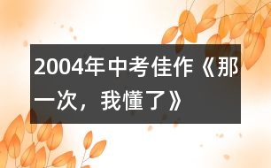 2004年中考佳作《那一次，我懂了》