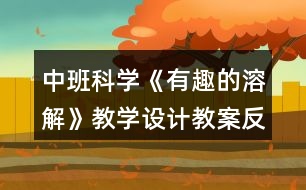 中班科學(xué)《有趣的溶解》教學(xué)設(shè)計教案反思