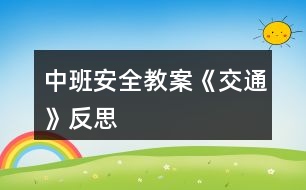 中班安全教案《交通》反思