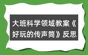 大班科學領域教案《好玩的傳聲筒》反思