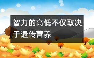 智力的高低不僅取決于遺傳、營(yíng)養(yǎng)